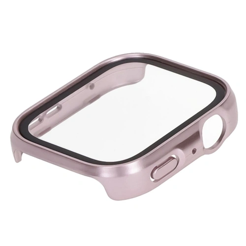 Etui ze szkłem do zegarka Bizon Case+Glass Watch do Huawei Watch Fit 4 satynowo różowe