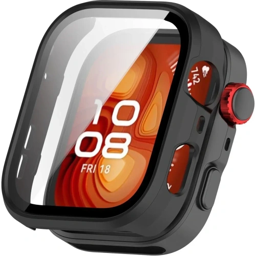 Etui ze szkłem do zegarka Bizon Case+Glass Watch do Huawei Watch Fit 4 Pro czarne matowe