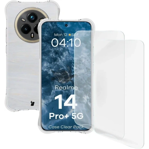 Etui + 2x folia na ekran Bizon Case Clear Pack do Realme 14 Pro+ Plus 5G
