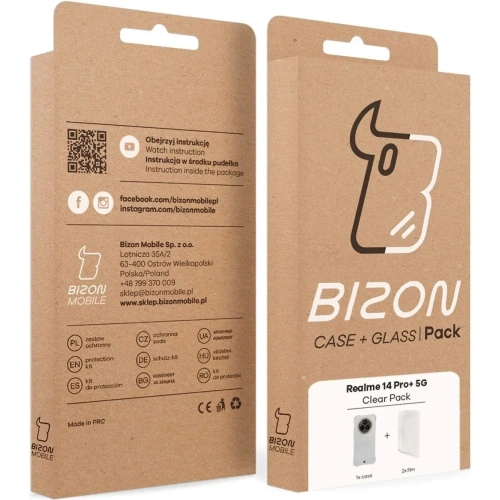 Etui + 2x folia na ekran Bizon Case Clear Pack do Realme 14 Pro+ Plus 5G