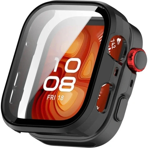 Etui ze szkłem do zegarka Bizon Case+Glass Watch do Huawei Watch Fit 4 Pro czarne
