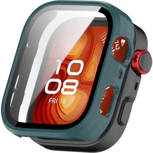 Etui ze szkłem do zegarka Bizon Case+Glass Watch do Huawei Watch Fit 4 Pro zielone