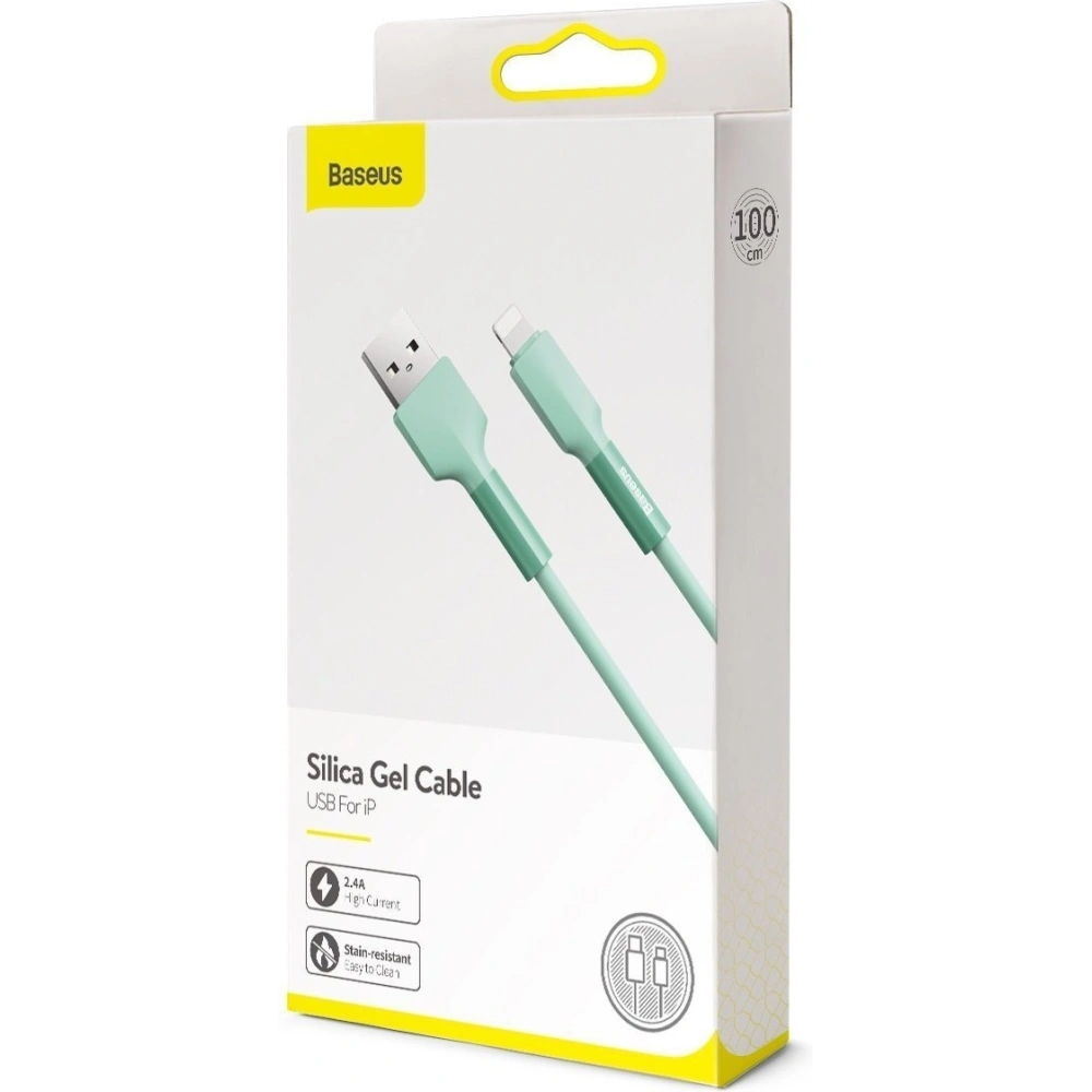 Hurtownia GSM - Kabel Lightning USB Baseus Silica Gel, 2.4A, 1m (zelená) - BSU1540GRN - {ean13} - Hurt