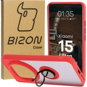 Hurtownia GSM - Husa Bizon Case Hybrid Ring Xiaomi 15 Ultra fumurie cu un cadru roșu - BIZ9465 - {ean13} - Hurt