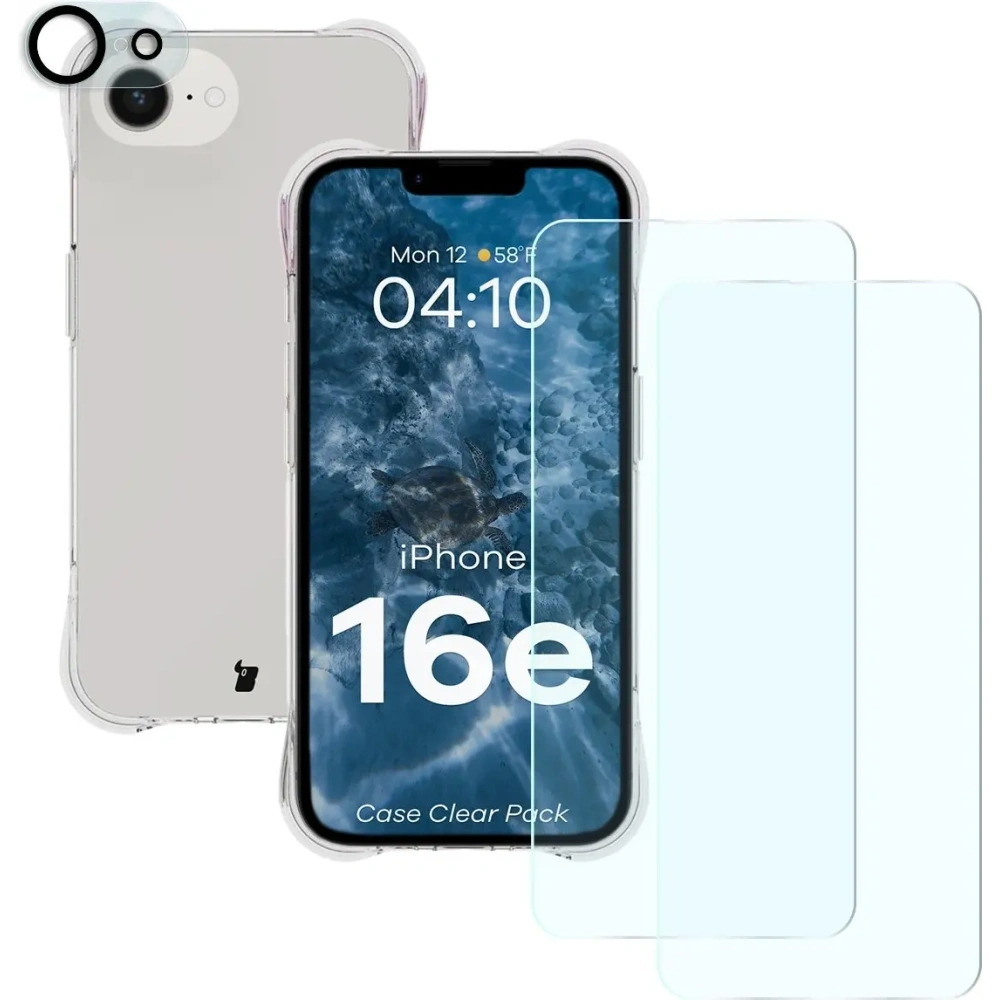 Hurtownia GSM - Bizon Case Clear Pack tok + 2x edzett üveg + lencsevédő Apple iPhone 16e-hez - BIZ9470 - {ean13} - Hurt