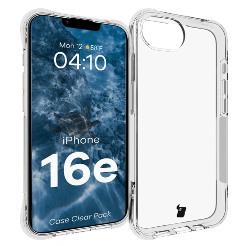 Etui + 2x szkło na ekran + 1x szkło na obiektyw Bizon Case Clear Pack do Apple iPhone 16e