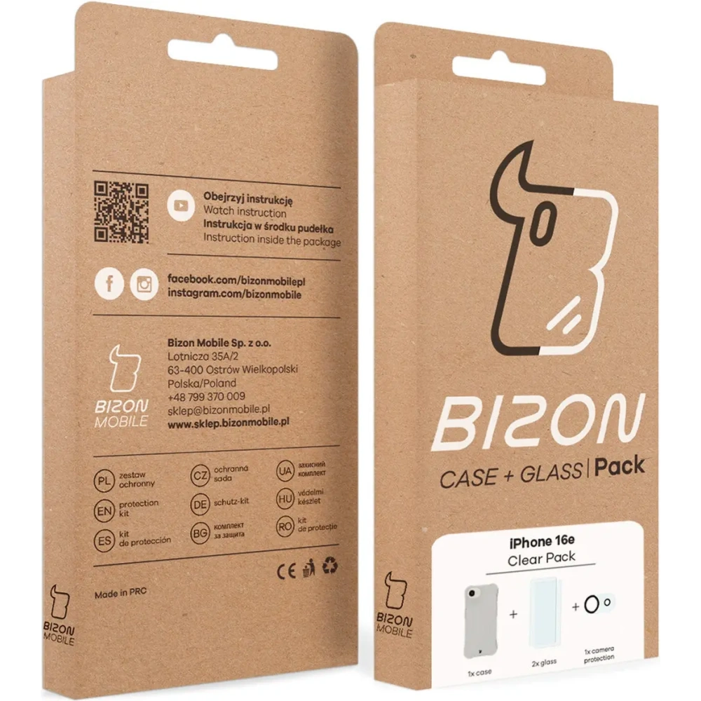 Hurtownia GSM - Bizon Case Clear Pack tok + 2x edzett üveg + lencsevédő Apple iPhone 16e-hez - BIZ9470 - {ean13} - Hurt