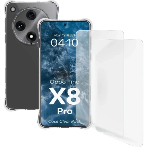 Etui + 2x folia na ekran Bizon Case Clear Pack do Oppo Find X8 Pro