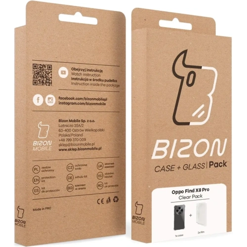 Etui + 2x folia na ekran Bizon Case Clear Pack do Oppo Find X8 Pro
