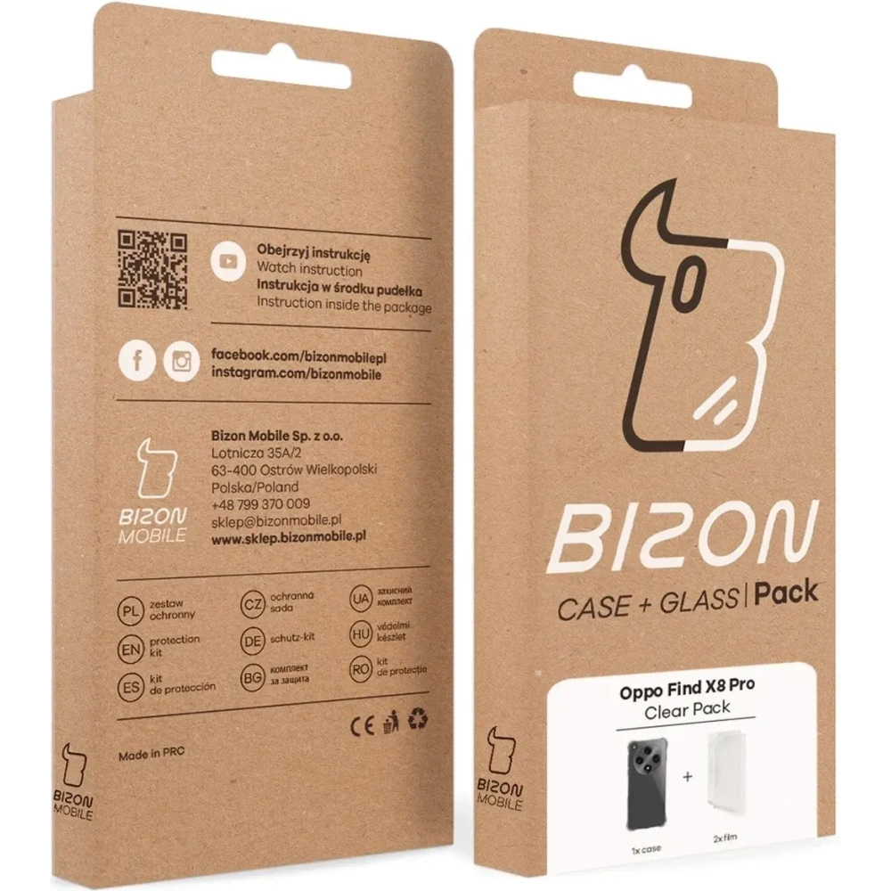 Hurtownia GSM - Bizon Case Clear Pack tok + 2x kijelző üveg Oppo Find X8 Pro-hoz - BIZ9472 - {ean13} - Hurt