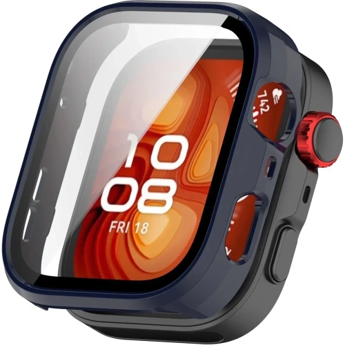 Etui ze szkłem do zegarka Bizon Case+Glass Watch do Huawei Watch Fit 4 Pro niebieskie