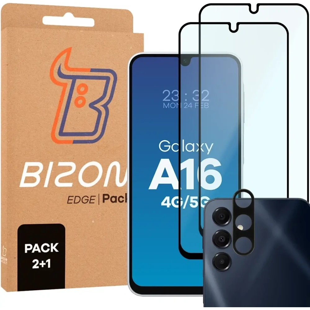 Hurtownia GSM - Bizon Edge 2 csomag 2x edzett üveg + 1x lencsevédő Samsung Galaxy A16 4G / 5G számára - BIZ9476 - {ean13} - Hurt