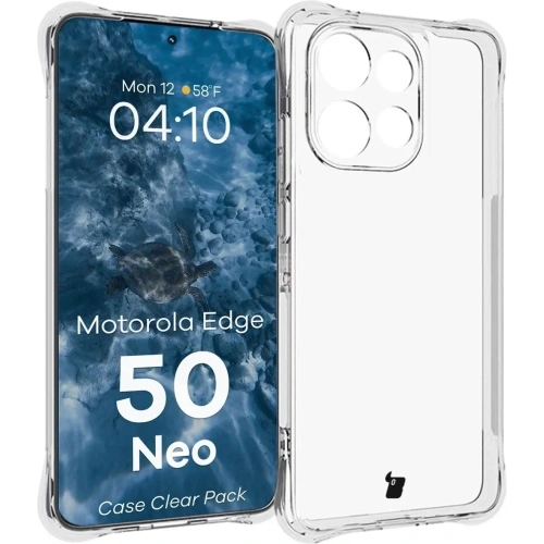 Etui + 2x folia na ekran Bizon Case Clear Pack do Motorola Edge 50 Neo