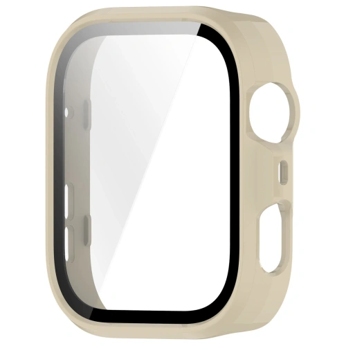 Etui ze szkłem do zegarka Bizon Case+Glass Watch do Huawei Watch Fit 4 Pro beżowe