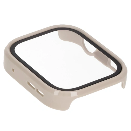 Etui ze szkłem do zegarka Bizon Case+Glass Watch do Huawei Watch Fit 4 Pro beżowe