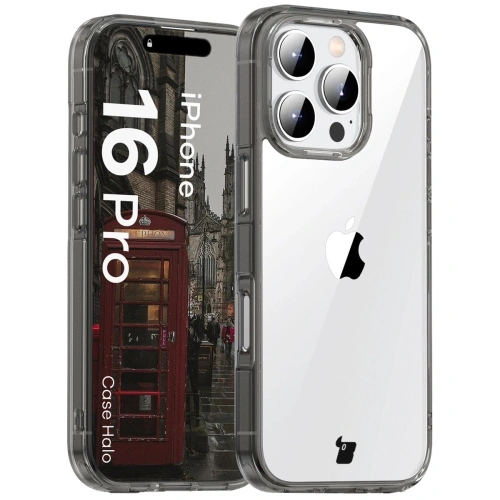 Etui Bizon Case Halo do Apple iPhone 16 Pro przydymione-czarne