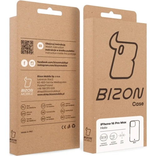 Etui Bizon Case Halo do Apple iPhone 16 Pro Max przydymione-czarne