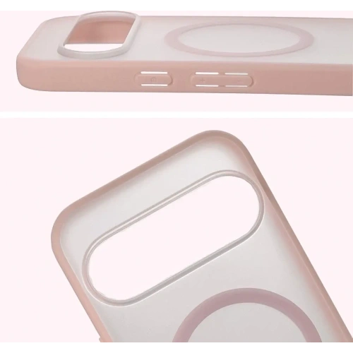 Etui z pierścieniem magnetycznym Bizon Case MatteO do Pixel 10 / 10 Pro przydymione-różowe