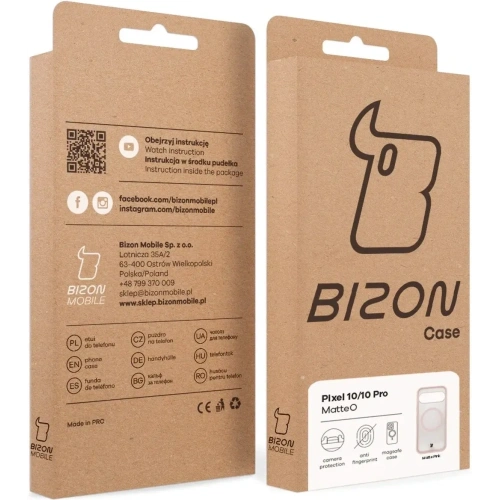 Etui z pierścieniem magnetycznym Bizon Case MatteO do Pixel 10 / 10 Pro przydymione-różowe