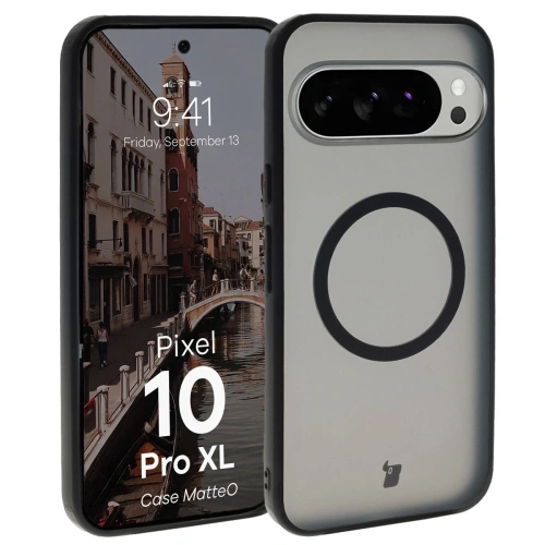 Etui z pierścieniem magnetycznym Bizon Case MatteO do Pixel 10 Pro XL przydymione-czarne