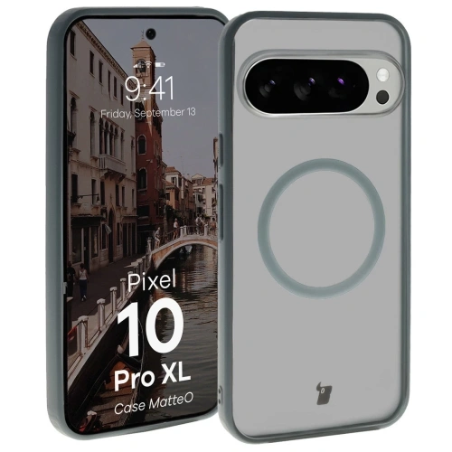 Etui z pierścieniem magnetycznym Bizon Case MatteO do Pixel 10 Pro XL przydymione-szare