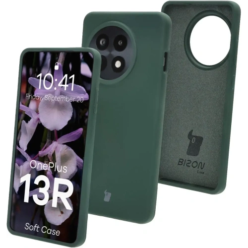 Silikonowe etui Bizon Soft Case do OnePlus 13R ciemnozielone