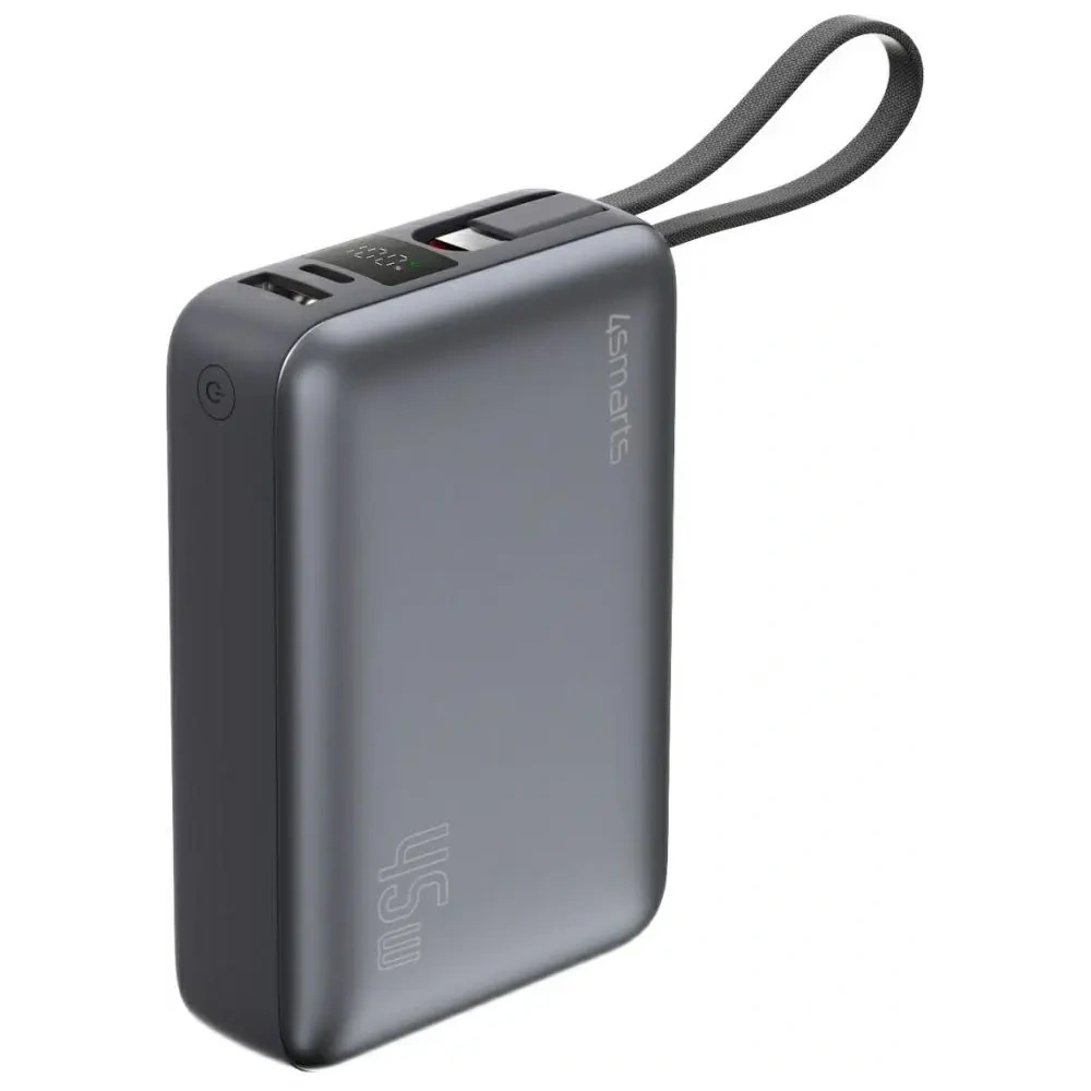 Wholesale 4smarts Enterprise Compact Power Bank 20000mAh 45W USB-A, 2xUSB-C + built-in USB-C cable gray - 4SMR96 - {ean13} - Hurt