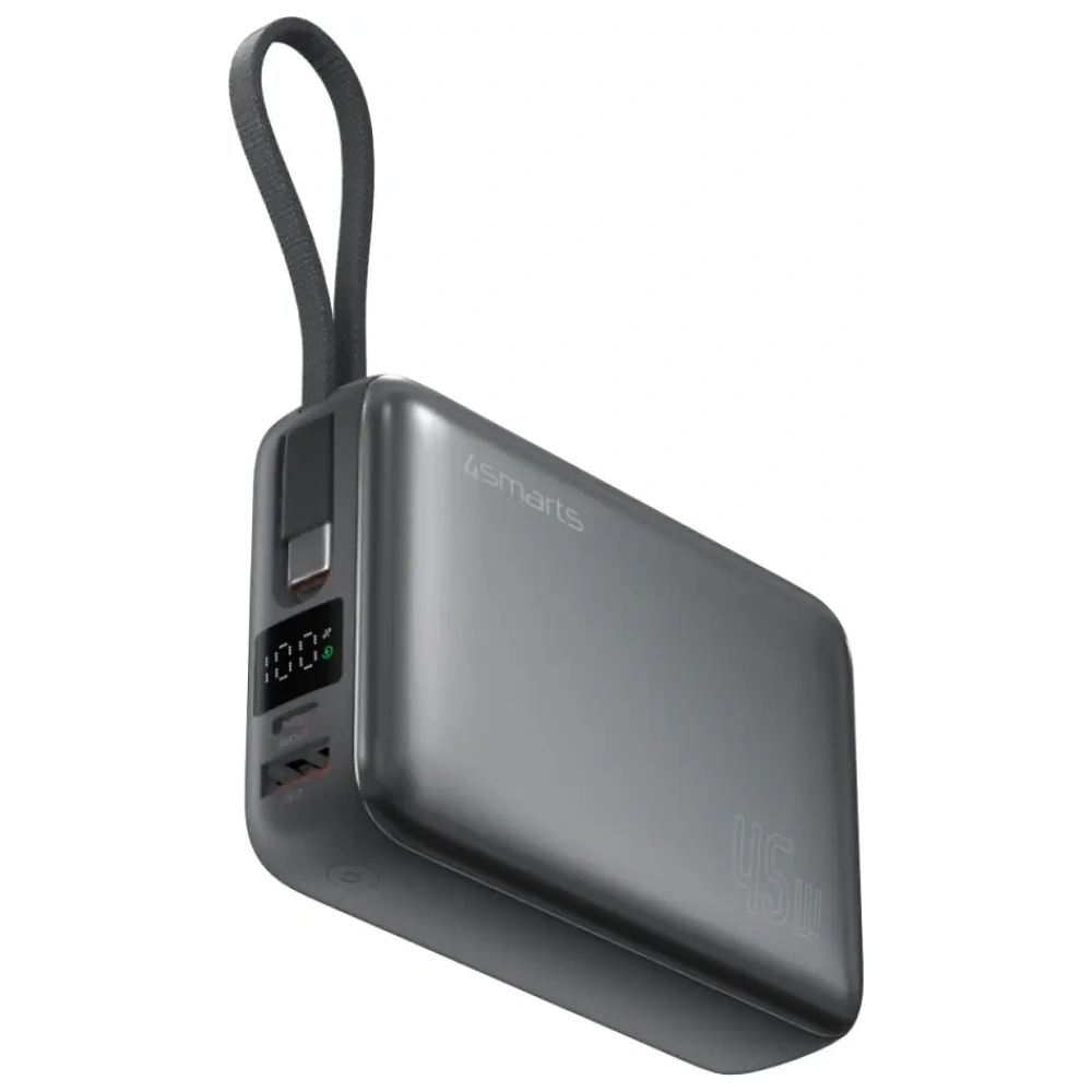 Wholesale 4smarts Enterprise Compact Power Bank 20000mAh 45W USB-A, 2xUSB-C + built-in USB-C cable gray - 4SMR96 - {ean13} - Hurt