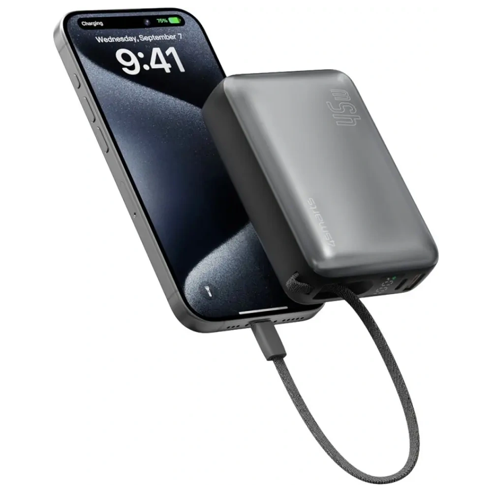 Wholesale 4smarts Enterprise Compact Power Bank 20000mAh 45W USB-A, 2xUSB-C + built-in USB-C cable gray - 4SMR96 - {ean13} - Hurt