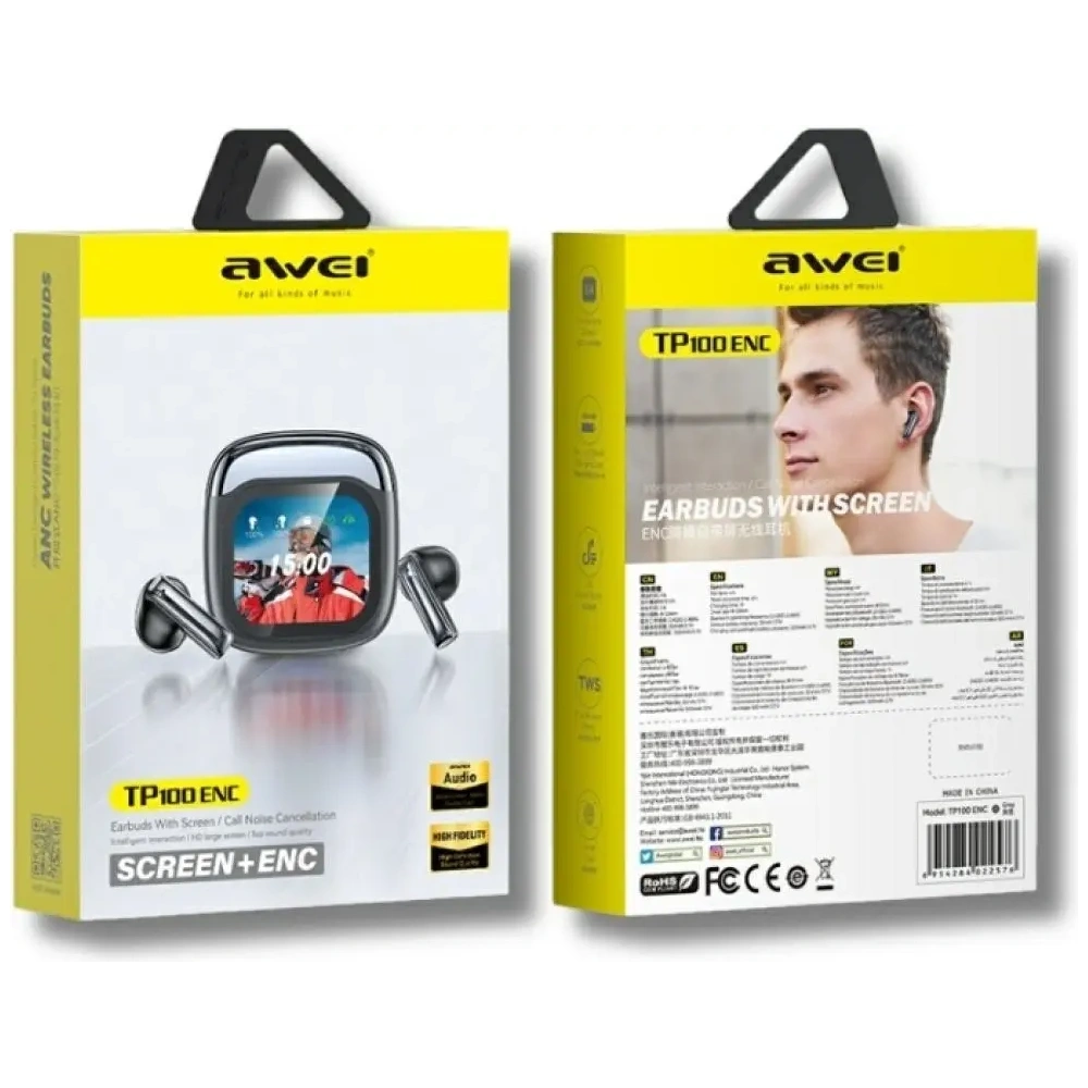 Hurtownia GSM - AWEI TP100 ENC Vezeték nélküli Fülhallgató Bluetooth 5.4 TWS + Dokkoló Állomás Fekete - AWEI255 - {ean13} - Hurt