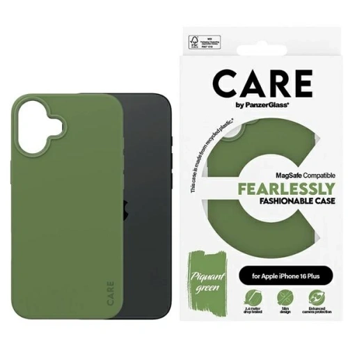 Etui CARE by PanzerGlass Fashion MagSafe do Apple iPhone 16 Plus zielony