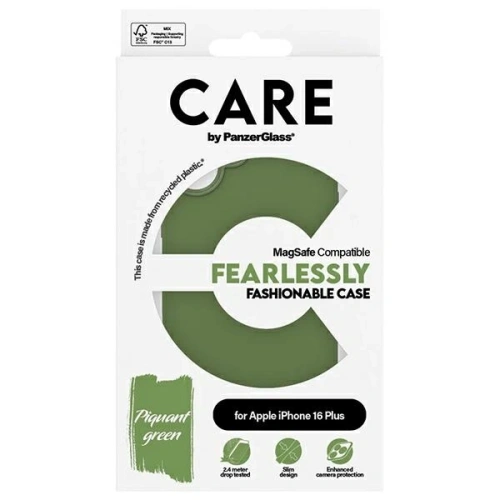 Etui CARE by PanzerGlass Fashion MagSafe do Apple iPhone 16 Plus zielony