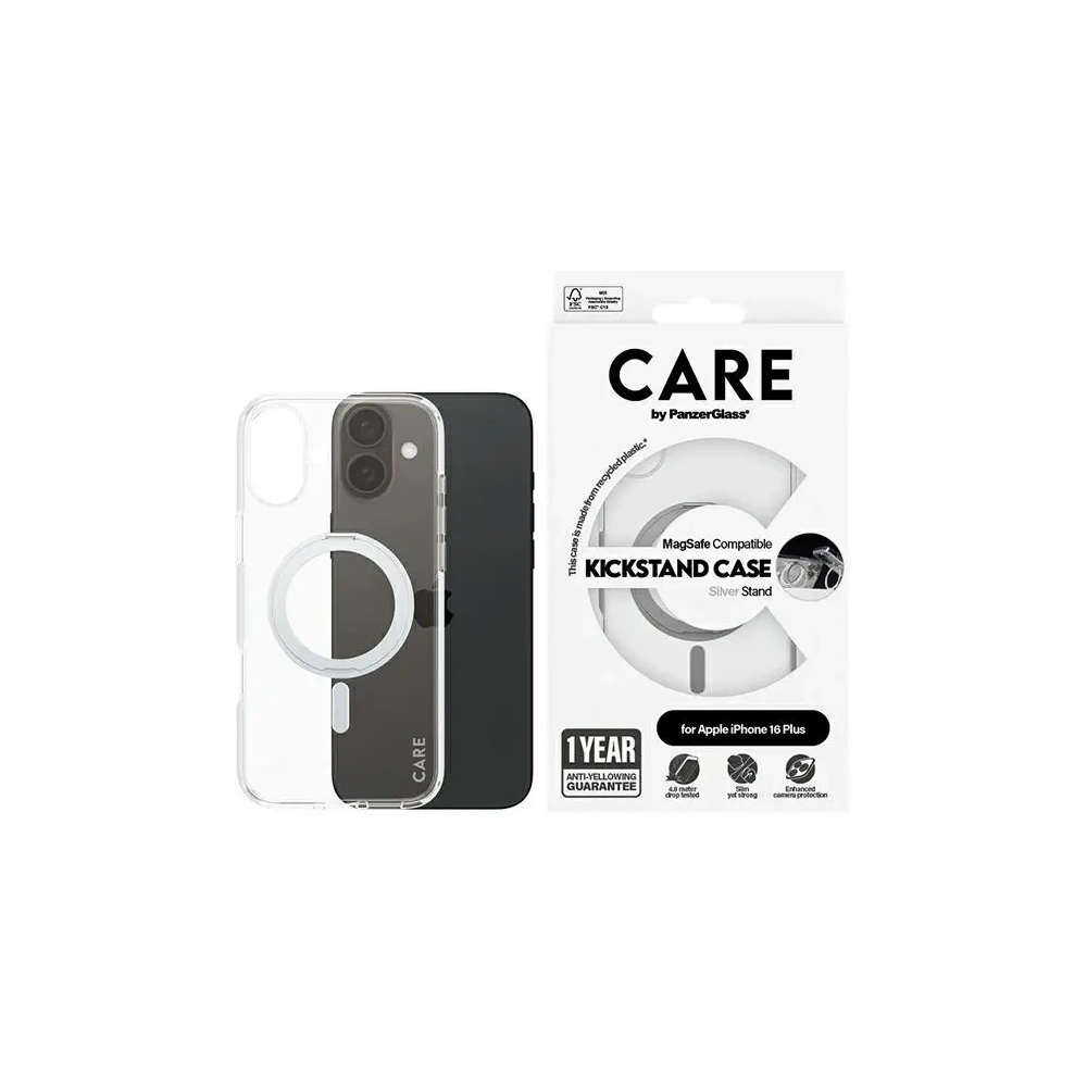 Hurtownia GSM - CARE od PanzerGlass Funkční pouzdro s kickstandem MagSafe pro Apple iPhone 16 Plus stříbrné - PZG991 - {ean13} - Hurt