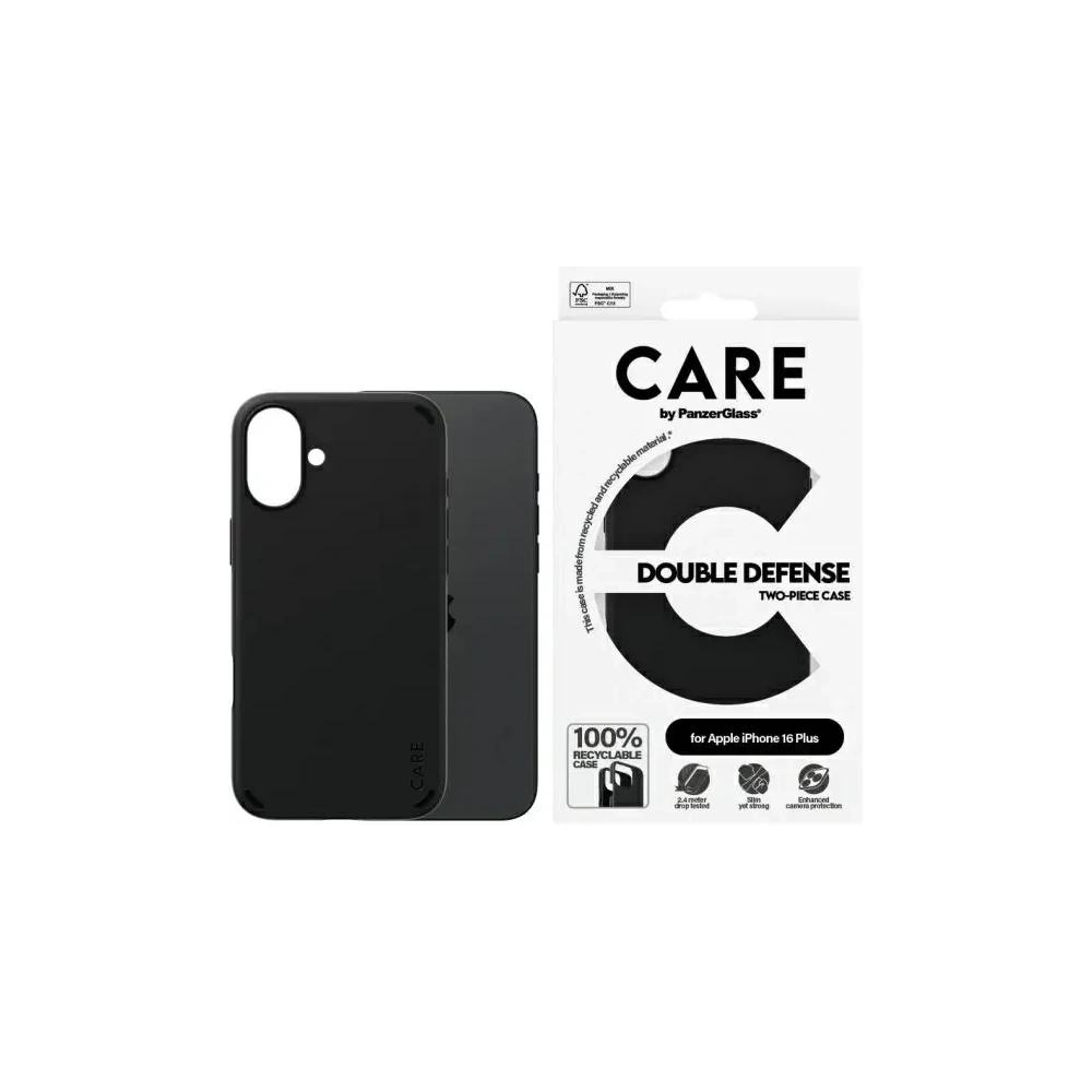 Hurtownia GSM - CARE od PanzerGlass Funkce Double Defense Case Apple iPhone 16 Plus černá - PZG993 - {ean13} - Hurt