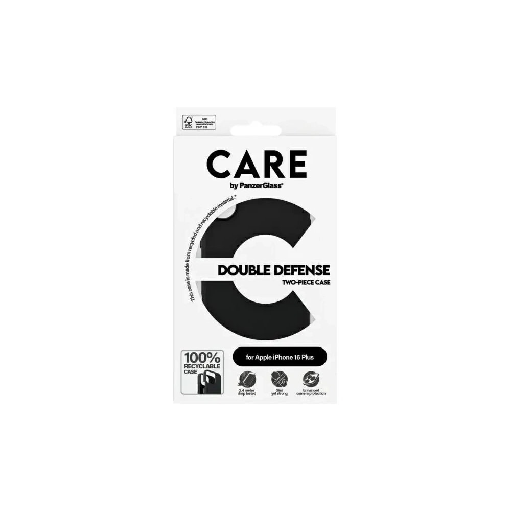Hurtownia GSM - CARE od PanzerGlass Funkce Double Defense Case Apple iPhone 16 Plus černá - PZG993 - {ean13} - Hurt