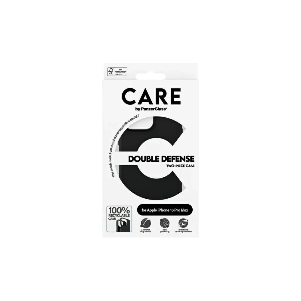 Hurtownia GSM - CARE od PanzerGlass Funkce Double Defense Case Apple iPhone 16 Pro Max černá - PZG995 - {ean13} - Hurt