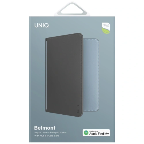 Etui na paszport UNIQ Belmont z Apple Find My blokada RFID szaro niebieski