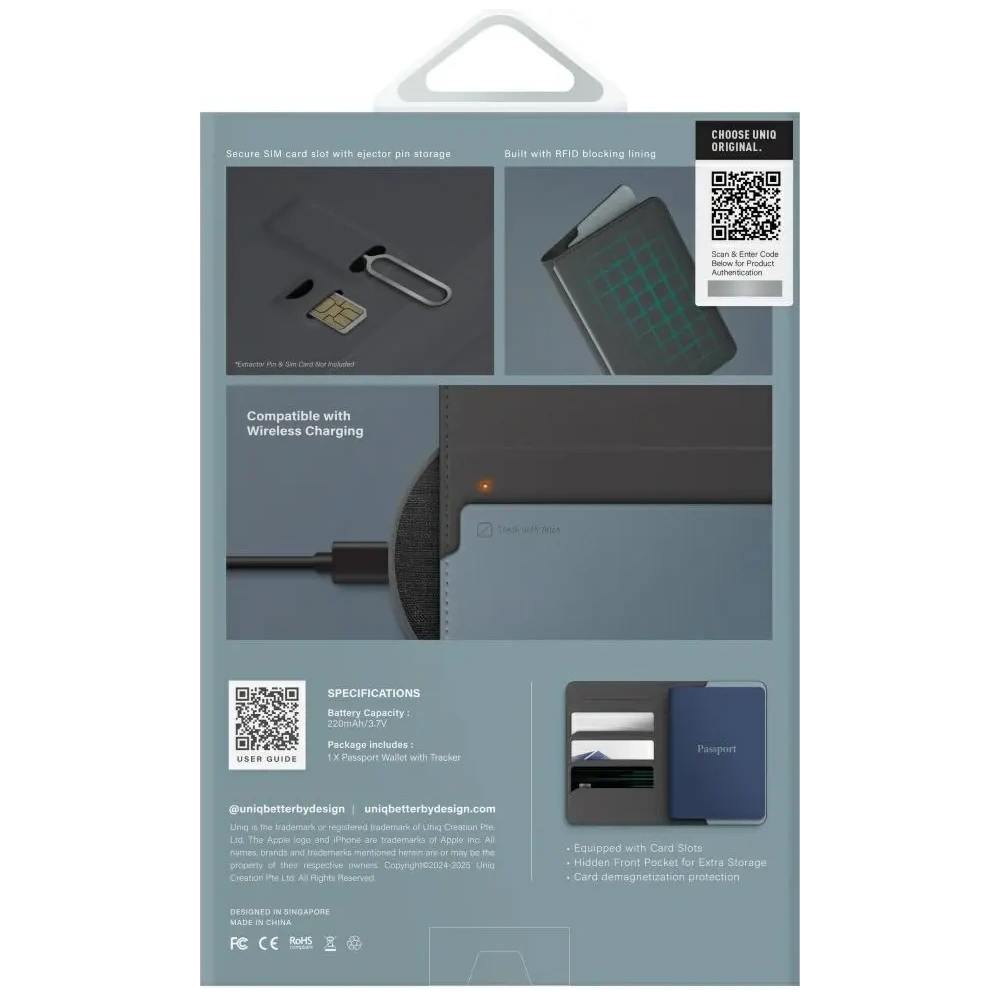 Hurtownia GSM - Etui na paszport UNIQ Belmont z Apple Find My blokada RFID szaro niebieski - UNIQ1549 - {ean13} - Hurt