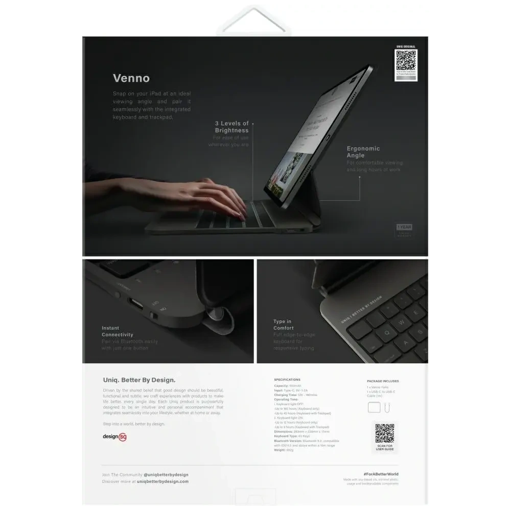 Hurtownia GSM - Etui z klawiaturą UNIQ Venno Pro Magnetic Smart do Apple iPad Pro 13" 2024 (7. generacji) czarny - UNIQ1551 - {ean13} - Hurt
