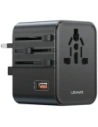 USAMS Cestovní adaptér CC309 2xUSB-C 25W 4v1 US/AU/EU/UK černý