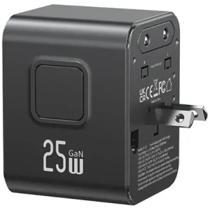 Hurtownia GSM - USAMS Cestovní adaptér CC309 2xUSB-C 25W 4v1 US/AU/EU/UK černý - USA1288 - {ean13} - Hurt