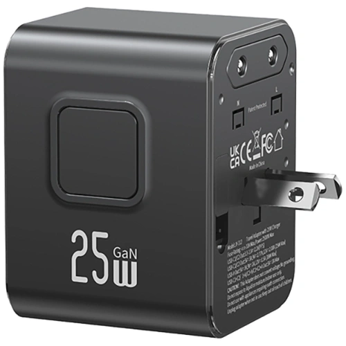 Ładowarka sieciowa USAMS Travel Adapter CC309 2xUSB-C 25W 4w1 US/AU/EU/UK czarny