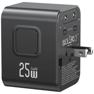 Hurtownia GSM - USAMS Cestovní adaptér CC309 2xUSB-C 25W 4v1 US/AU/EU/UK černý - USA1288 - {ean13} - Hurt