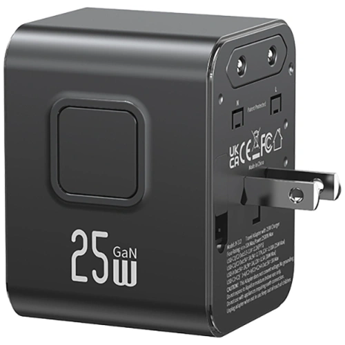 Ładowarka sieciowa USAMS Travel Adapter CC309 2xUSB-C 25W 4w1 US/AU/EU/UK czarny