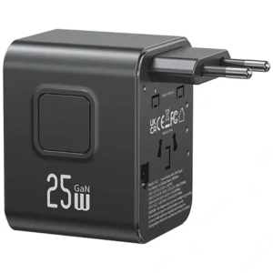 Hurtownia GSM - USAMS Cestovní adaptér CC309 2xUSB-C 25W 4v1 US/AU/EU/UK černý - USA1288 - {ean13} - Hurt