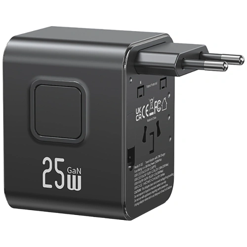 Ładowarka sieciowa USAMS Travel Adapter CC309 2xUSB-C 25W 4w1 US/AU/EU/UK czarny