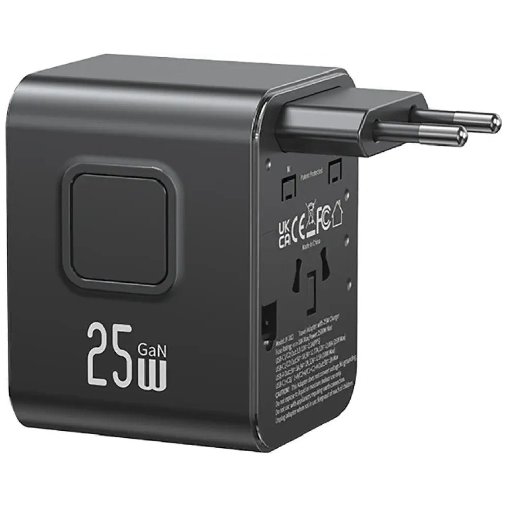 Hurtownia GSM - USAMS Cestovní adaptér CC309 2xUSB-C 25W 4v1 US/AU/EU/UK černý - USA1288 - {ean13} - Hurt