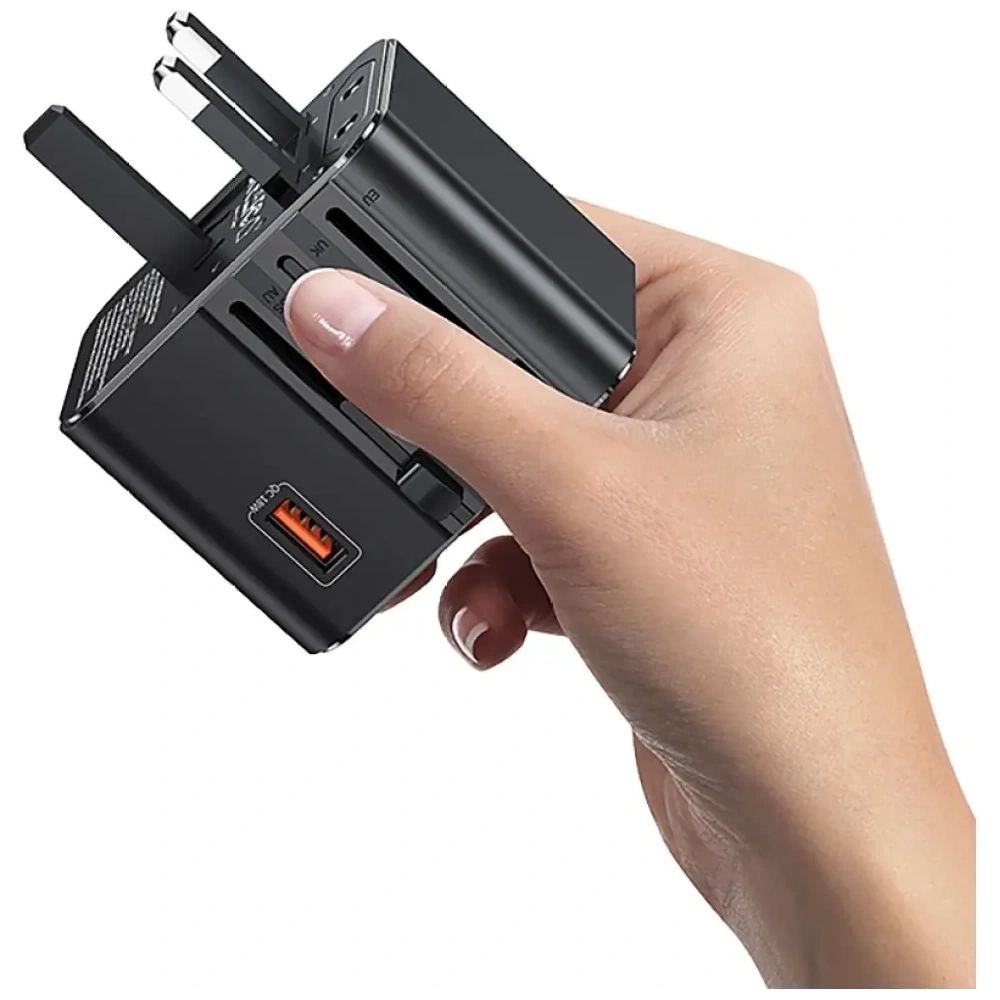 Hurtownia GSM - USAMS Cestovní adaptér CC309 2xUSB-C 25W 4v1 US/AU/EU/UK černý - USA1288 - {ean13} - Hurt