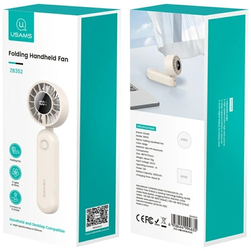 Składany wiatrak ręczny USAMS Mini ZB352 1200mAh beżowy