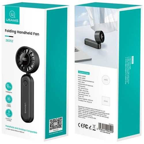 Składany wiatrak ręczny USAMS Mini ZB352 1200mAh czarny